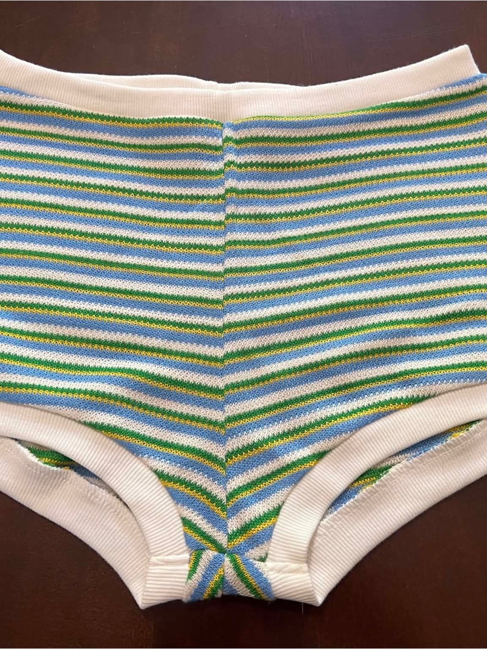 Zara Striped Knit Shorts in White, Blue, Green
